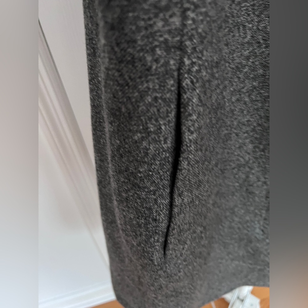 H&M gray coat collarless zip front ruffled bell sleeves Women's US8 EU38 - Picture 7 of 11
